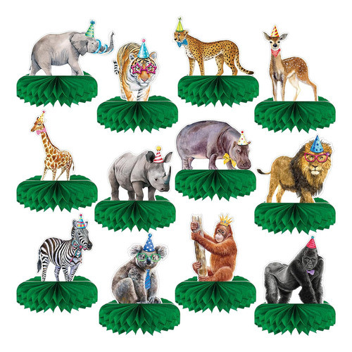 Decoraciones Safari Para Niño, 12 Pcs, Estilo Miel De Abeja 0