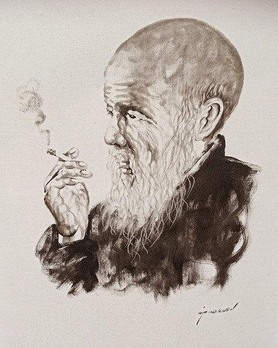Mixta Sobre Tela De Autor. Anciano Oriental 1