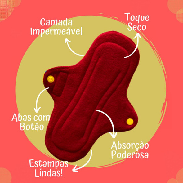 Kit Absorvente Ecológico Reutilizável 2 Normal E 1 Mini 1