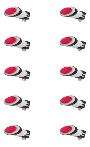 10x Chave Botão Arcade Jukebox Fliperama Pbs-29 - Vermelha 0