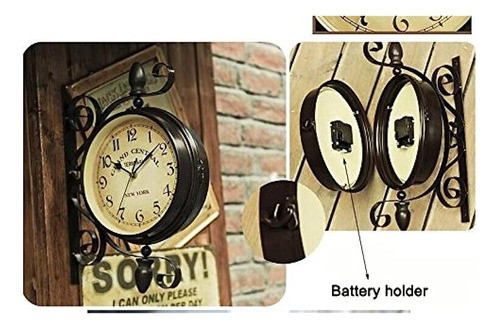 Kiaotime Vintage Doble Cara Reloj De Pared Hierro Metal Sile 1