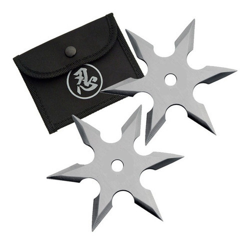 Kit 2 Shuriken Estrella Ninja Acero 6 Punta Funda Kaosimport 0