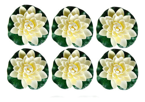 6 Piezas 7 Pulgadas Flor Loto Artificial Lirio Agua Plantas 0