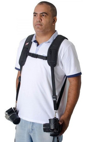 Alça Dupla Colete Para 2 Câmera Dslr Com Backup Segurança 0