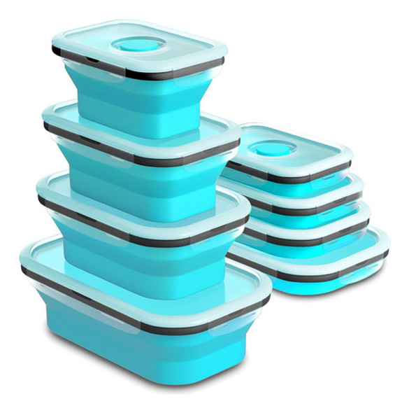 Juego 4 Recipientes Plegables Silicona Almacenamiento Alimen 0