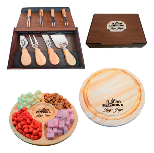 Kit Tábua Queijos Frios Petisqueira Caixa Com Nome Time Logo 0