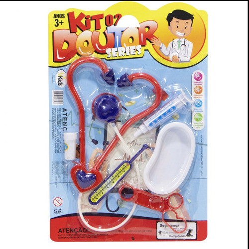 Kit Doutor Médico Enfermeiro Brinquedo Plástico 6 Peças Azul 0