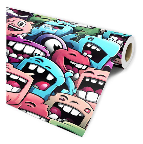 Papel De Parede Adolescente Monstros Sorridentes Coloridos 1