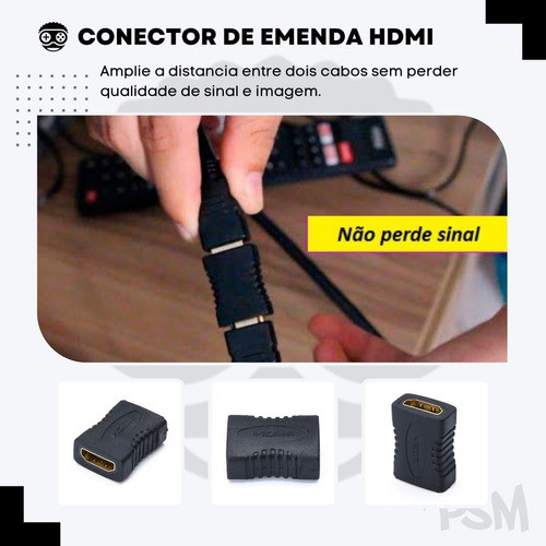 Adaptador Liga Cabo Hdmi Emenda Fêmea Extensão Conector Plug 1