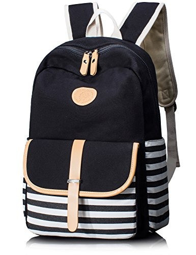 Leaper Linda Engrosada Lona Mochila Escolar Bolsa De Hombro 0