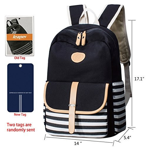 Leaper Linda Engrosada Lona Mochila Escolar Bolsa De Hombro 1