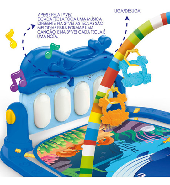 Tapete De Atividades Para Bebê  Musical Joy Azul Replay Kids 1