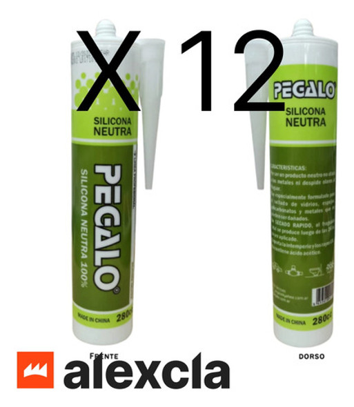 Sellador De Silicona Neutra Transparente Pegalo 280cc X 12 1