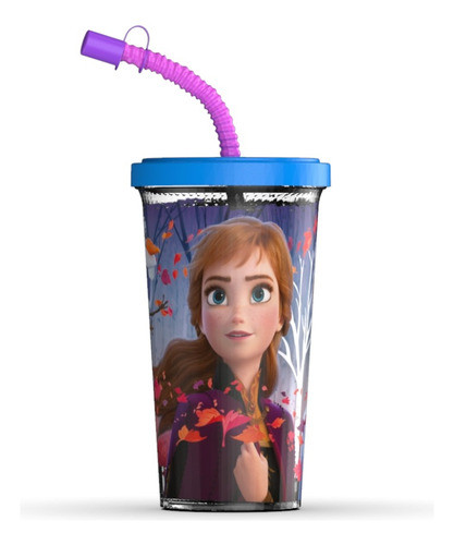 Vaso Con Tapa Y Sorbete Sport Frozen Licencia Disney 0