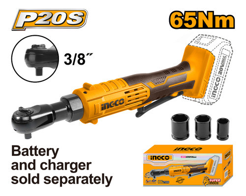Llave Crique C/ 2 Bateria 20v + Cargador 65nm 3/8 P20s Ingco 1