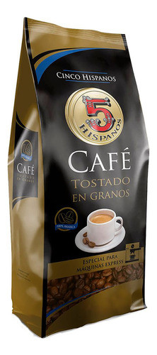 Café En Grano 5 Hispanos Tostado Bolsa 500g Sin Azúcar 0