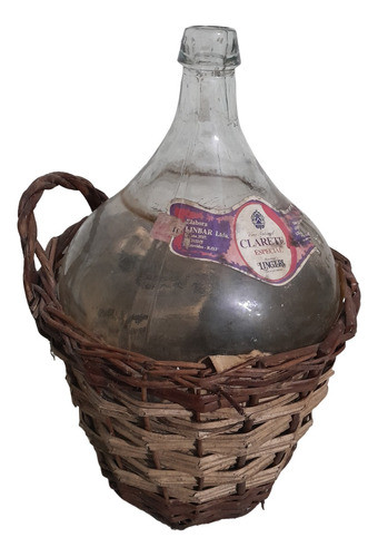 Antiguo Vintage Damajuana Vidrio 10 Litros Canasto Mimbre 0