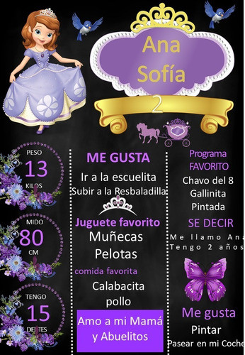 Pizarra Poster Princesa Sofía Editable 1