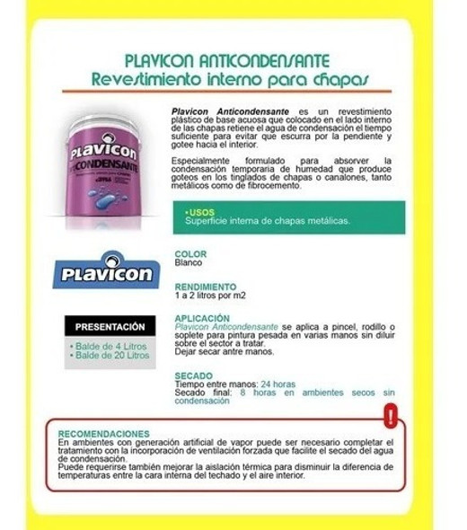 Plavicon Anticondensante Chapas X 20lt  Frias 1 Plavicon Anticondensante Chapas X 20lt  Frias 1