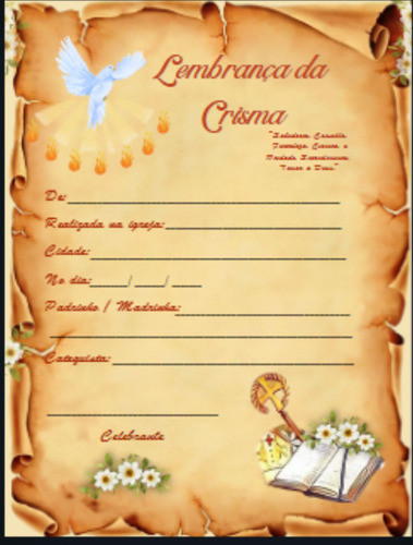 Kit Com 20 Certificados Crisma Catolica Igreja Impressao 0