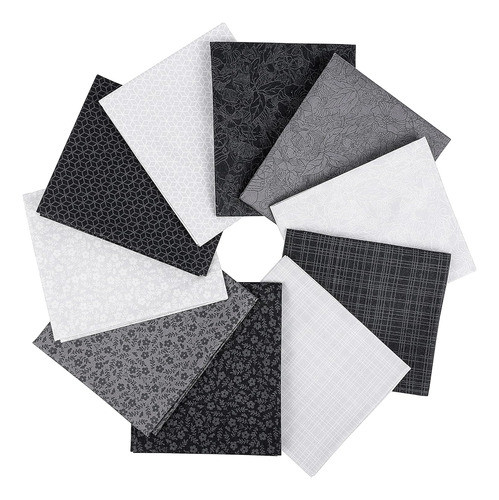 Telas De Patchwork Blanco Y Negro, 10 Unidades, 46cm X 53cm 0