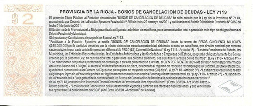 Ec# 359 Bono $ 2 La Rioja Evita Serie A Sin Circular Palermo 1