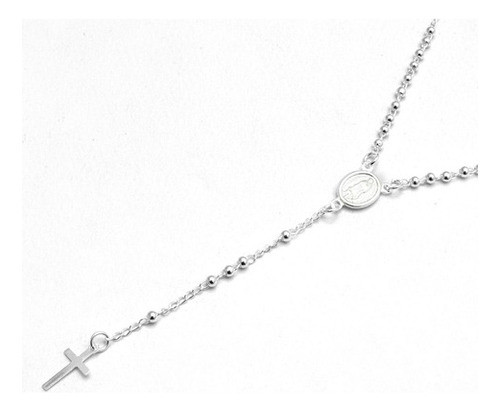 Collar Rosario Virgen De Guadalupe 3mm 45cm De Acero Blanc 0