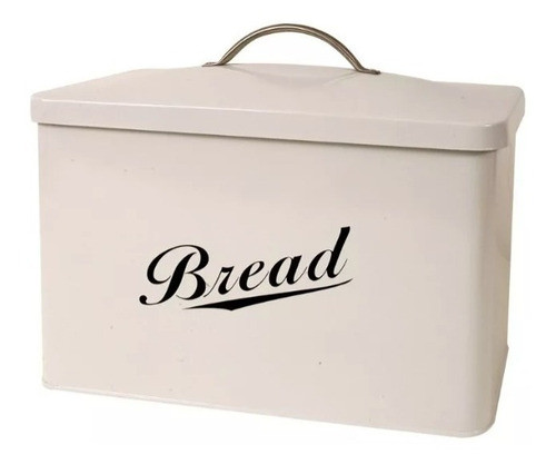 Panera Enlozado Metal Blanca Bread Lata Pan Cocina Manija 0