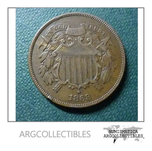 Usa Moneda 2 Centavos 1868 Cobre Shield Km-94 Xf 0