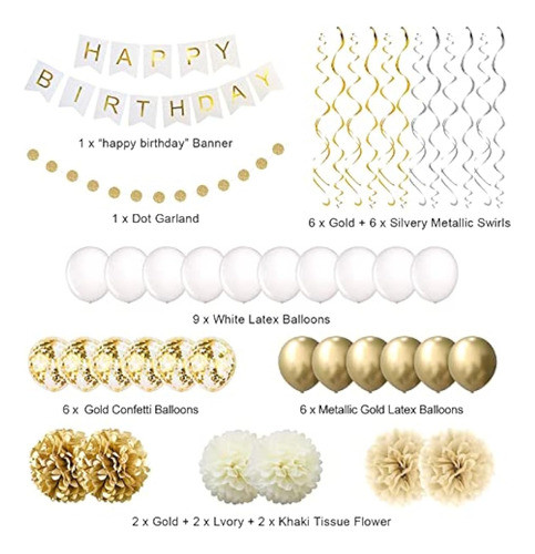 Decoraciones Doradas Para Fiestas De Cumpleaños, 1
