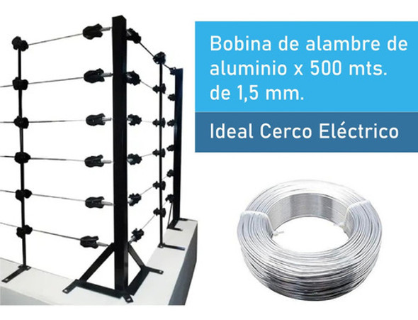 Bobina Alambre Aluminio Cerco Electrico 1.5mm 500m  Anodizad 1