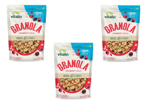 Kit 3x Granola Cranberry E Goji Zero Adição De Açúcares 0