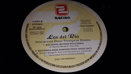 Los Del Rio Macarena Bass Bumpers Remix Vinilo Maxi 1995 1