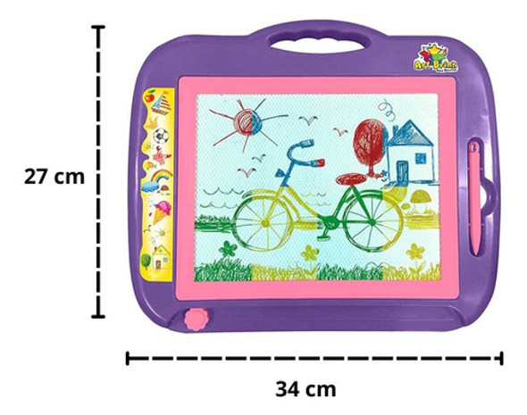 Lousa Mágica Roxa Grande Tela Em 4 Cores Infantil C/ Caneta 1