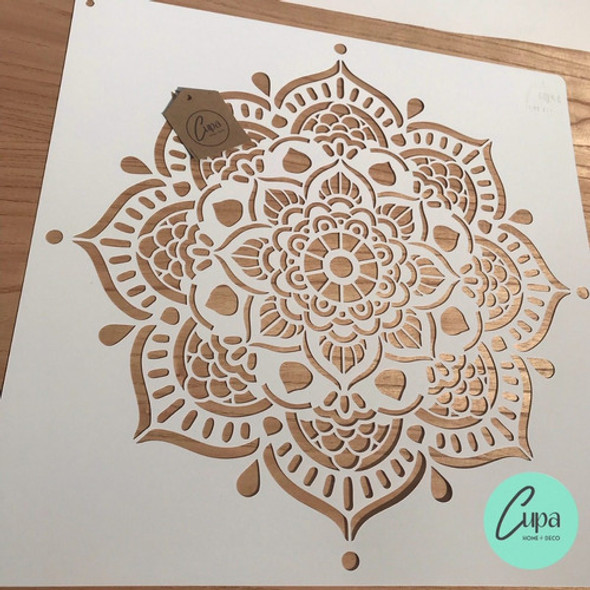 Stencil Mandala 50x50 Agra Pared Tela Piso Muebles Deco 1