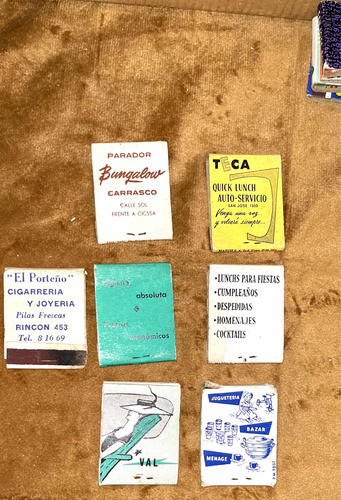Caja Fósforos Lote D 7 Uruguay Comercios Antiguos Véalos 1