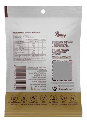 Nueces Mariposa Raw Activadas 30g ,sin Gluten Y Veganos. 1