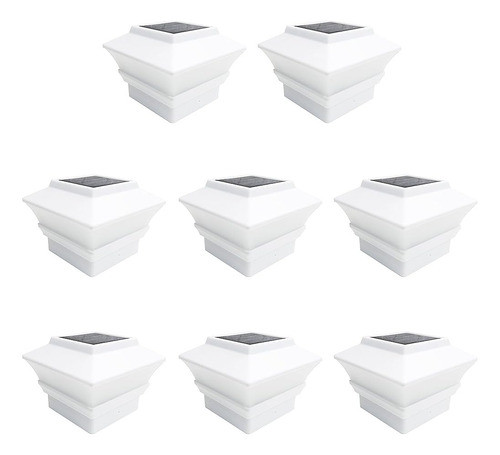 Iglow White Outdoor Garden 4 X 4 Solar Led Post Deck Cap Squ 0
