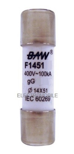 Fusible Cilíndrico 63a Ø14x51 Curva Gl 500v Baw 0