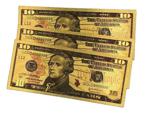 Billete 10 Dólares Feng Shui Coleccionable Oro Abundancia 1