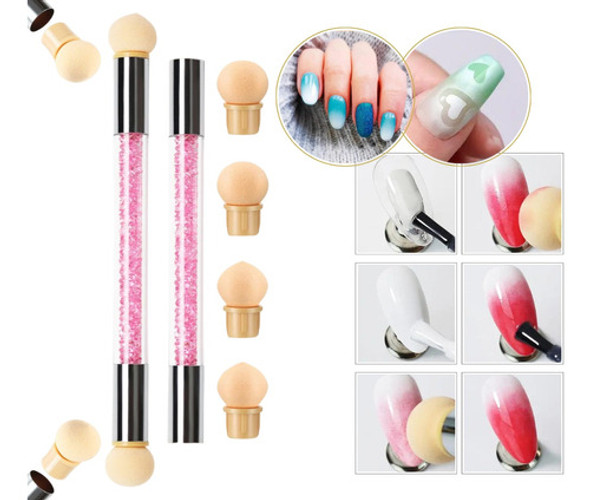 Pincel Doble Esponja P/uñas Degrade Baby Boomer +4 Repuesto 0