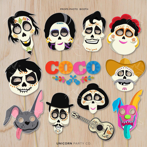 Cartelitos Máscaras Coco Película Props Fiesta Imprimible 0