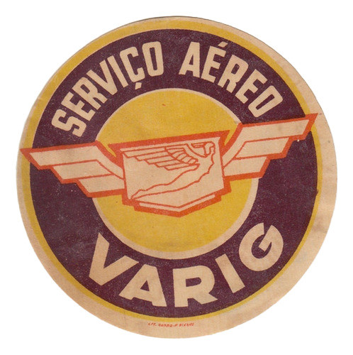 Antiguo Sticker De Aerolineas Varig Brasil Aviacion Vintage 0