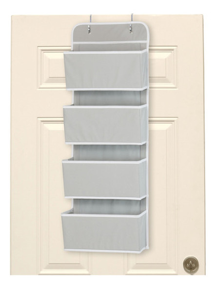Organizador Para Colgar En Pared O Puerta 4 Bolsillos Gris 1