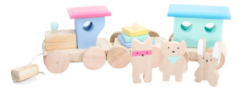 Tren De Animalitos Juego Arrastre Encastre Didactico Madera 0
