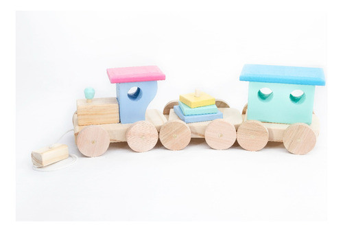 Tren De Animalitos Juego Arrastre Encastre Didactico Madera 1