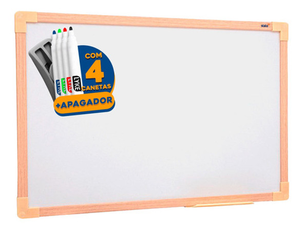 Lousa Quadro Branco Escritório Sala De Aula 120x90 + Canetas 0