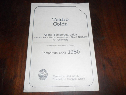 Teatro Colon 1980 Temporada Lirica Repertorio Macbeth Foscar 0