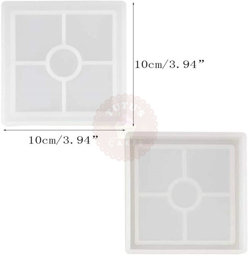 Molde Silicona Para Bandeja Cuadrada 10cm Resina Cemento 1