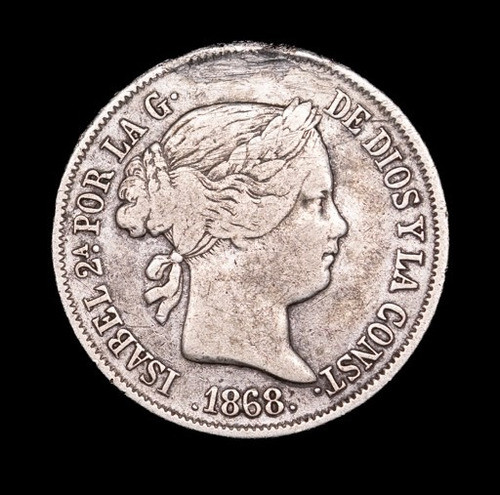 España 40 Céntimos 1868 Bueno Plata Km 628 Isabel Ii 0